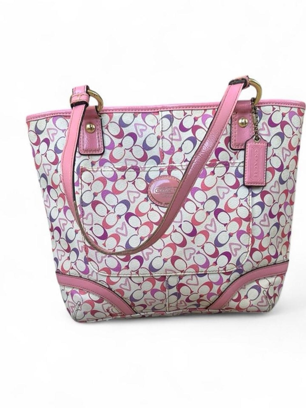 Coach Pink Signature Canvas Tote Bag